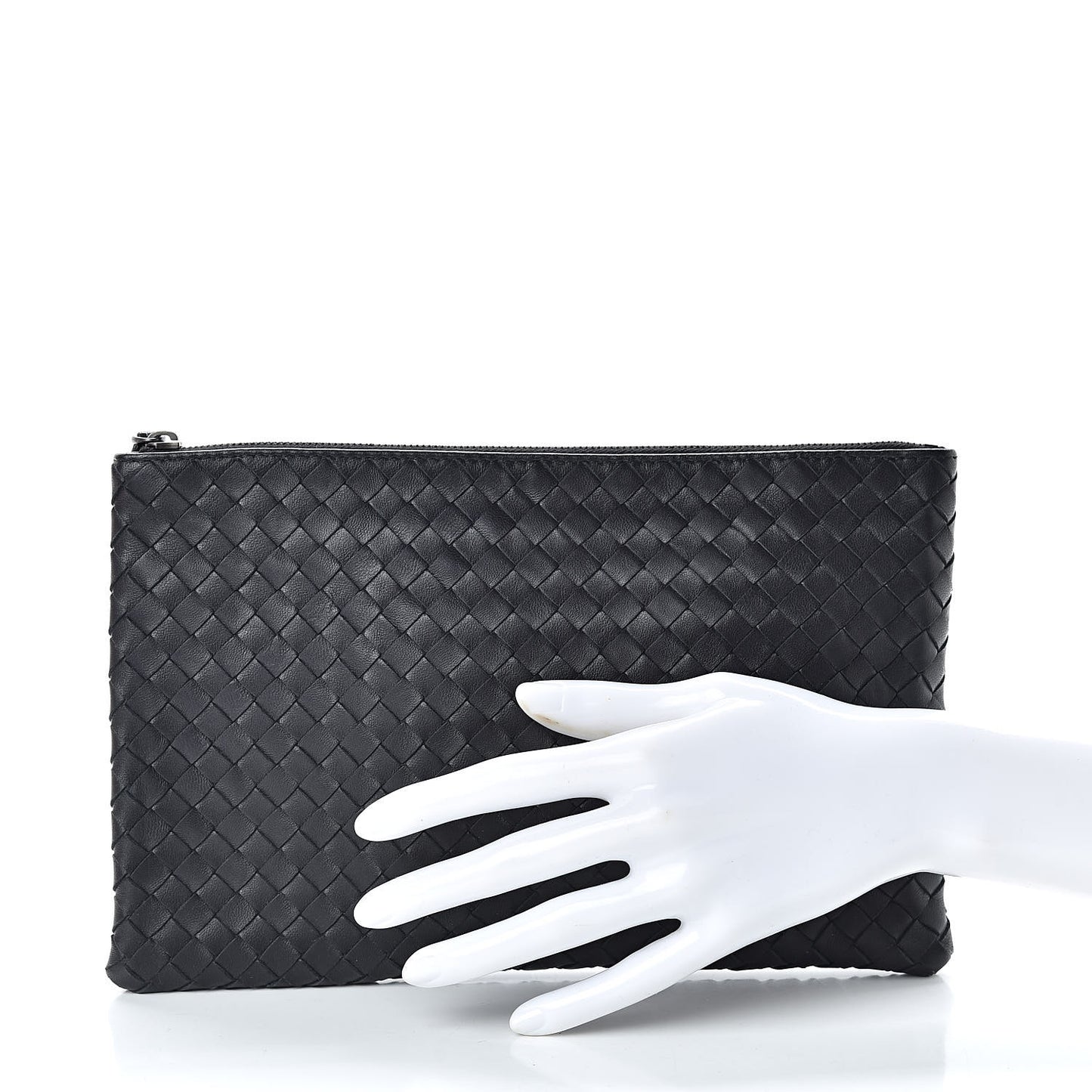 Nappa Intrecciato Medium Zip Pouch Black