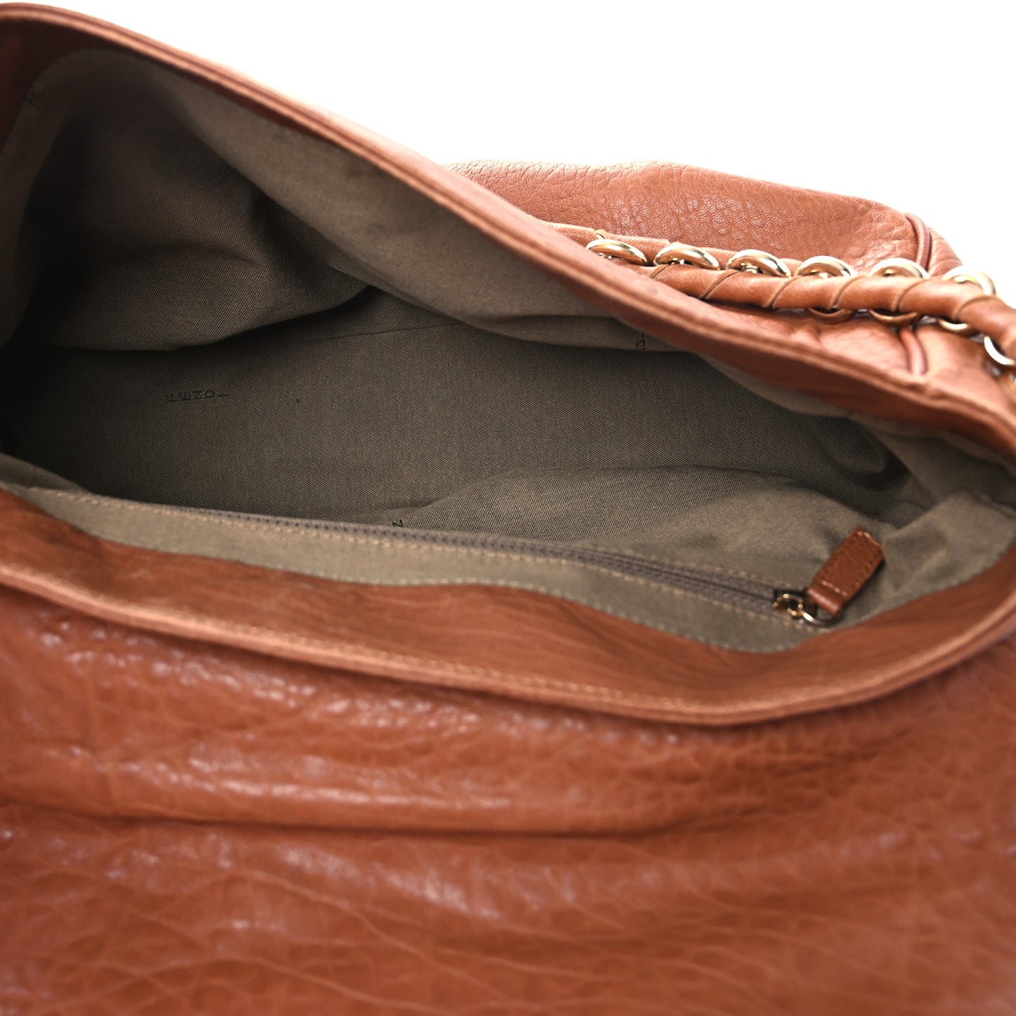 Crinkled Lambskin Mia Shoulder Flap Camel