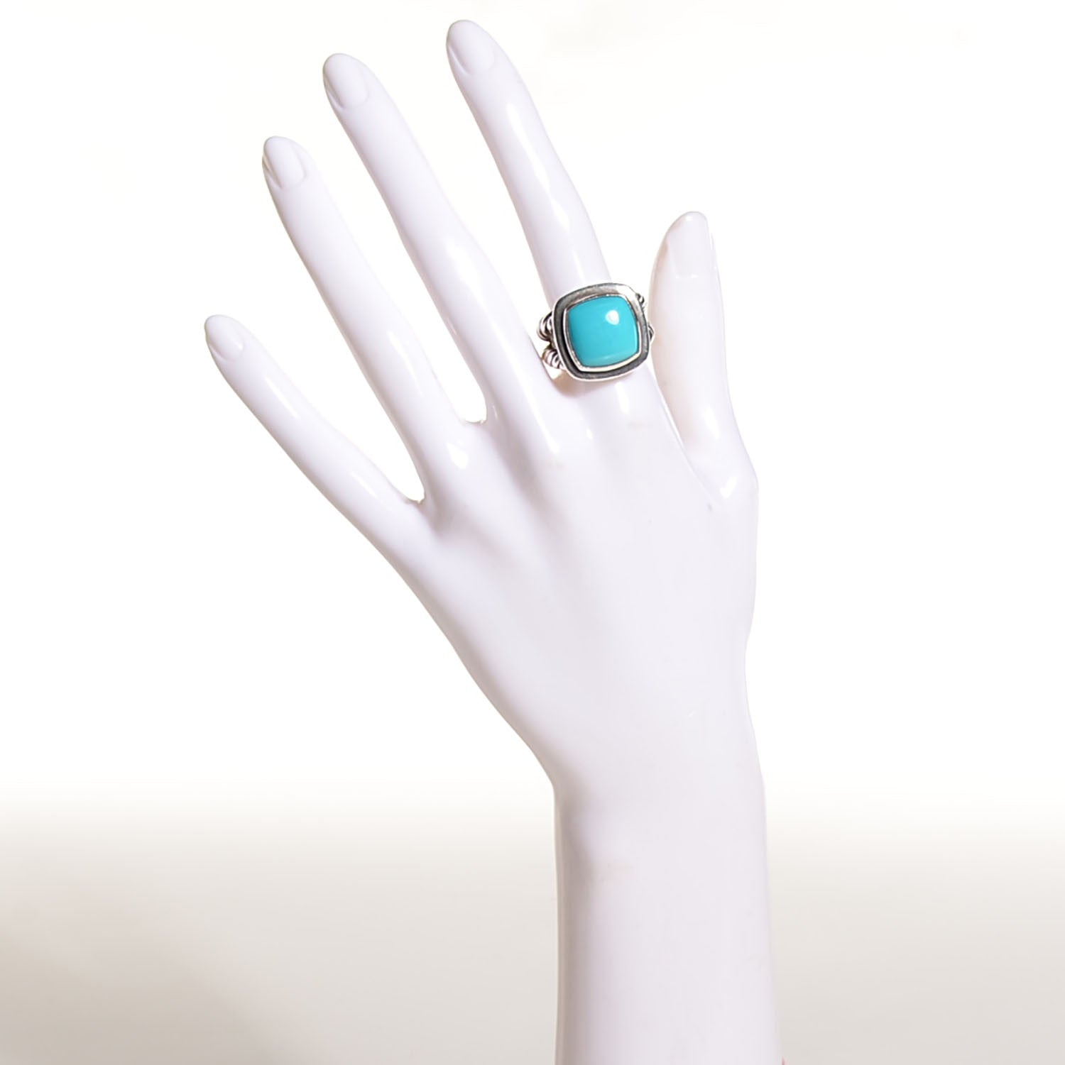 David Yurman Sterling Silver Turquoise 17mm Albion Ring 7.25 2 of 4