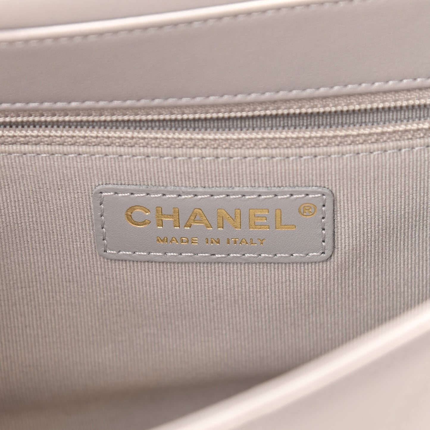 Calfskin Stitched Chain Flap Grey