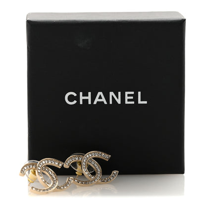 Chanel Crystal Large CC Earrings Gold 5 of 5