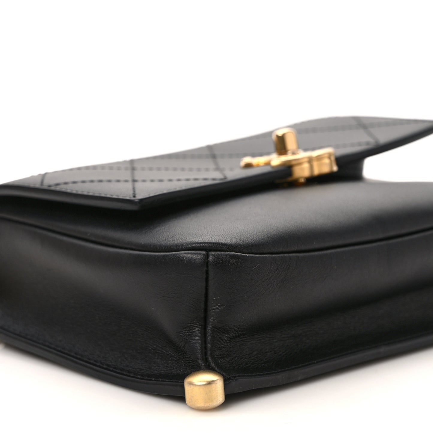 Calfskin Stitched Flap Black