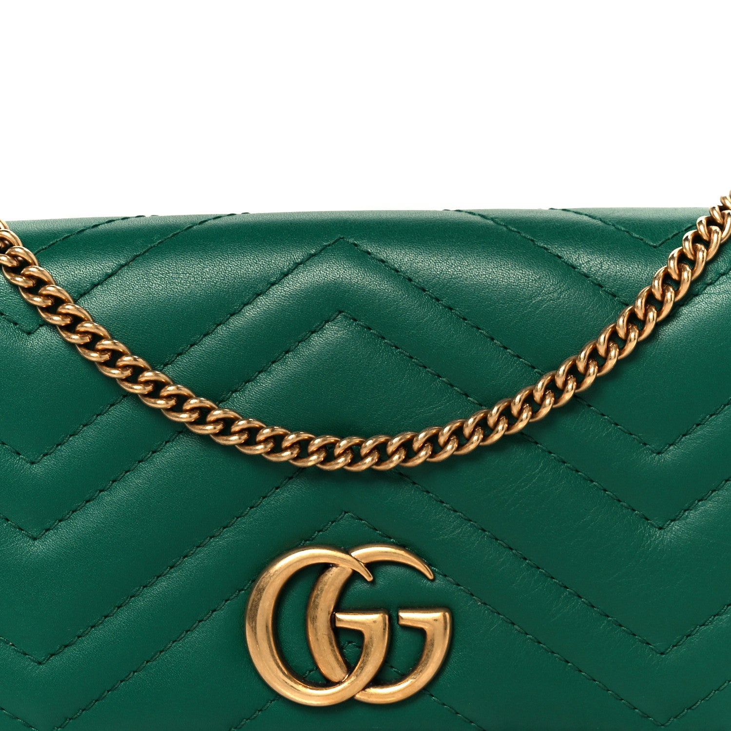 Gucci Calfskin Matelasse GG Marmont Mini Bag Emerald Green 7 of 10