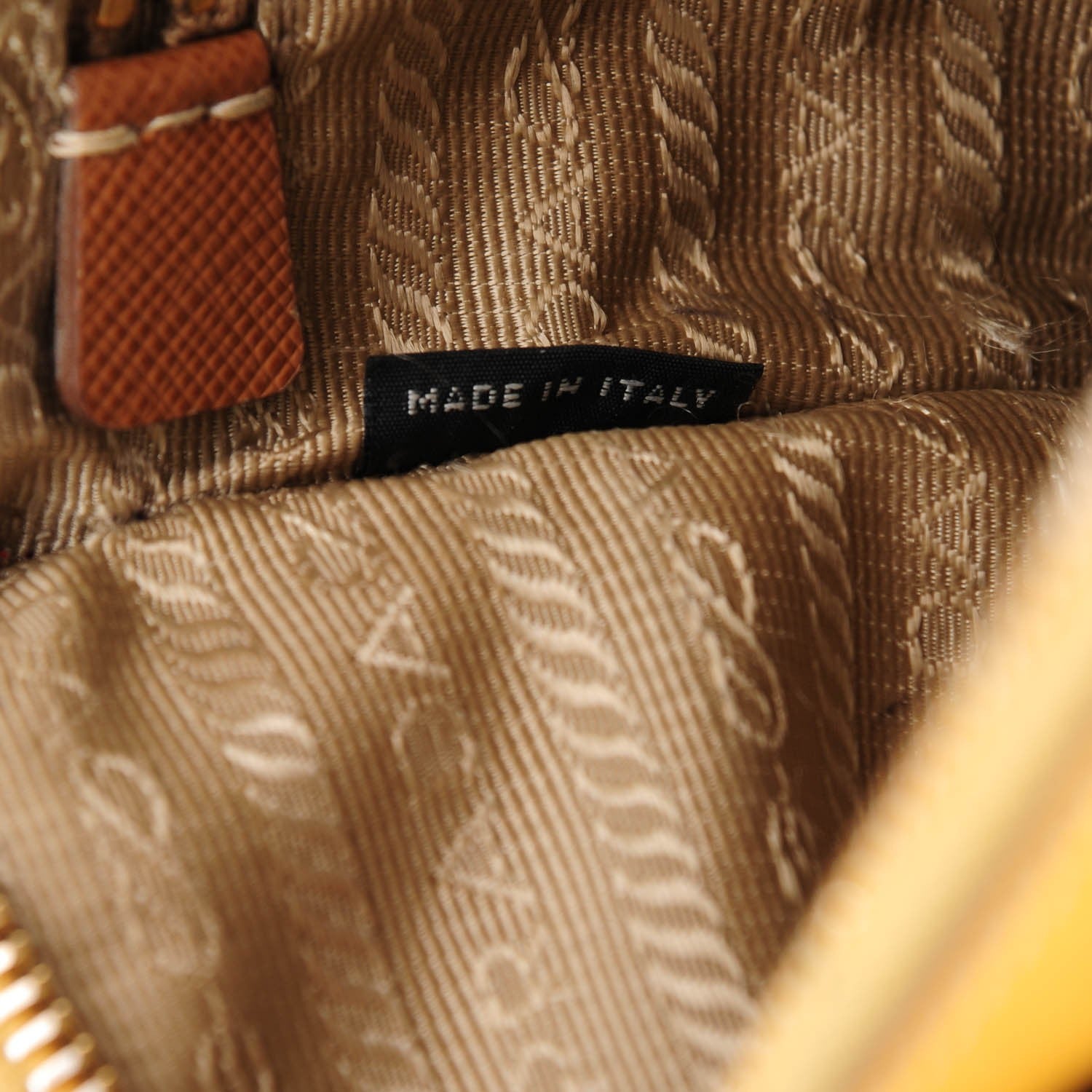Prada Saffiano Bi-Color Wristlet Clutch Caramel Mimosa 7 of 8