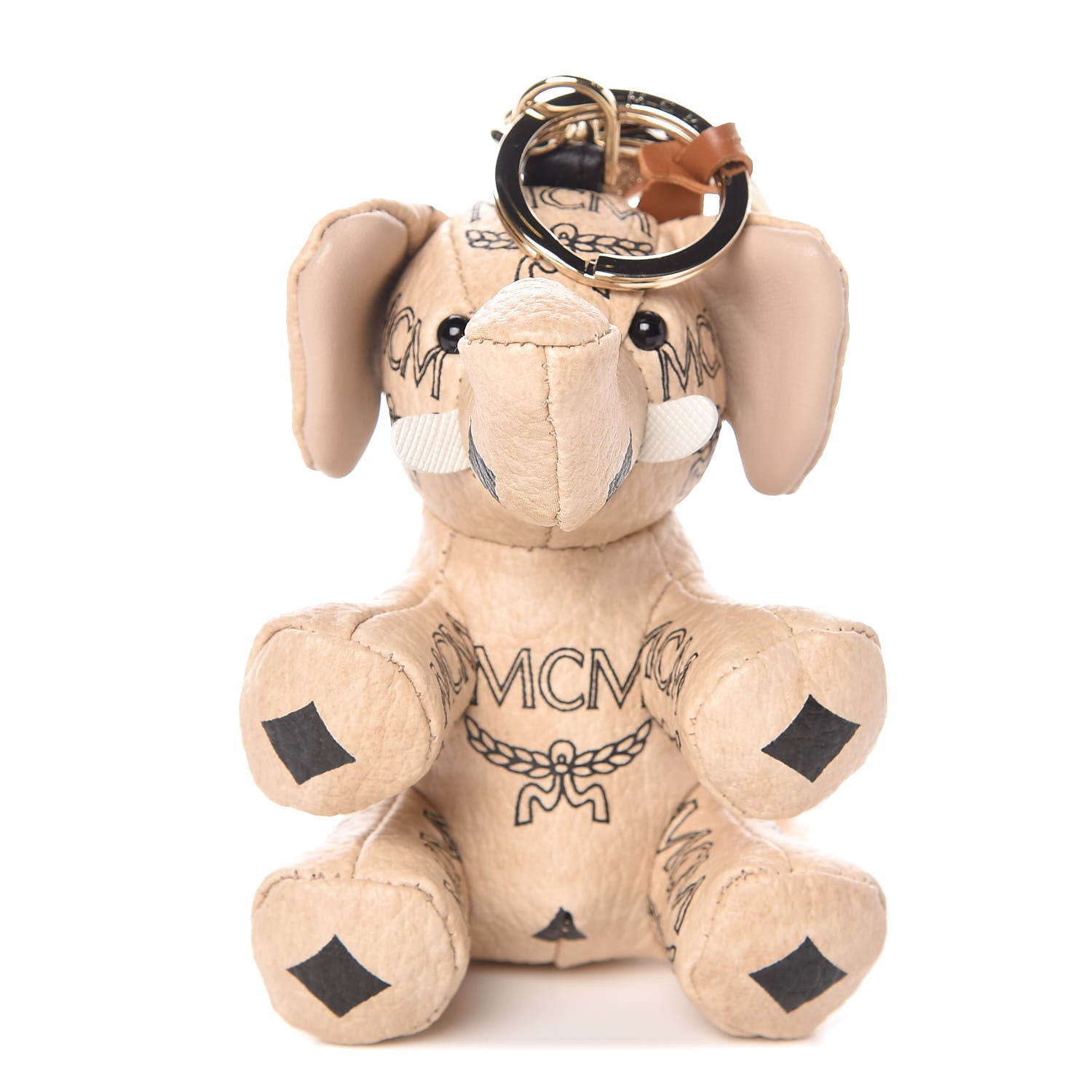 MCM Visetos Zoo Elephant Key Ring Bag Charm Beige 1 of 4