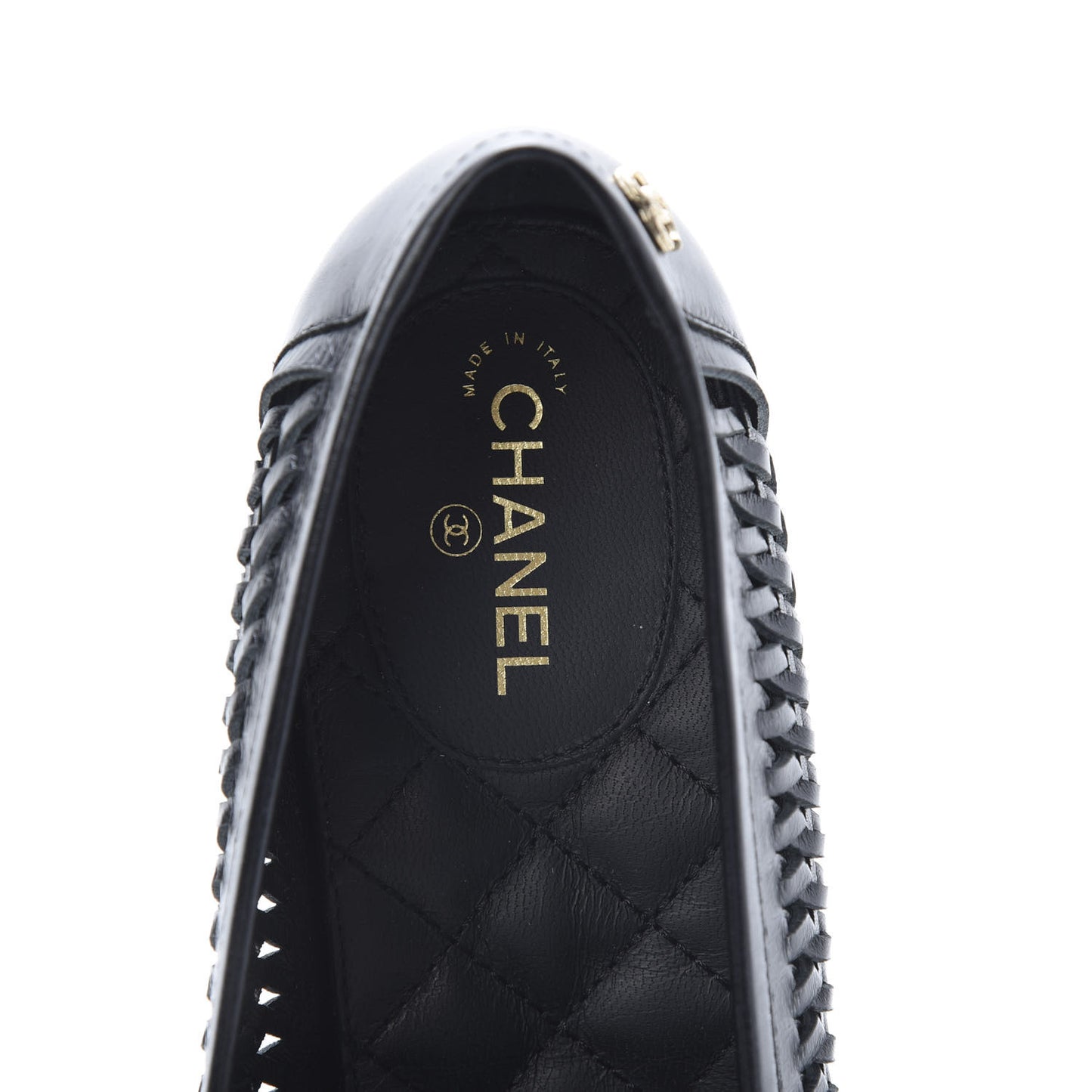 Lambskin Braided Kangaroo Mocassin Loafers 40 Black