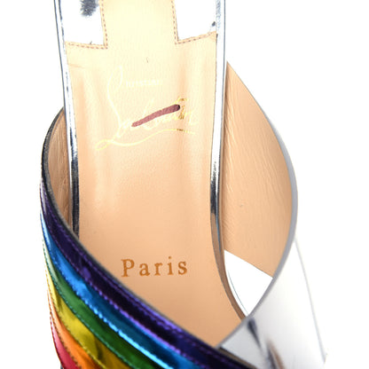 Christian Louboutin Metallic Calfskin Rainbow Arkenmule 55 Slide Sandals 39.5 Silver Multicolor 8 of 11