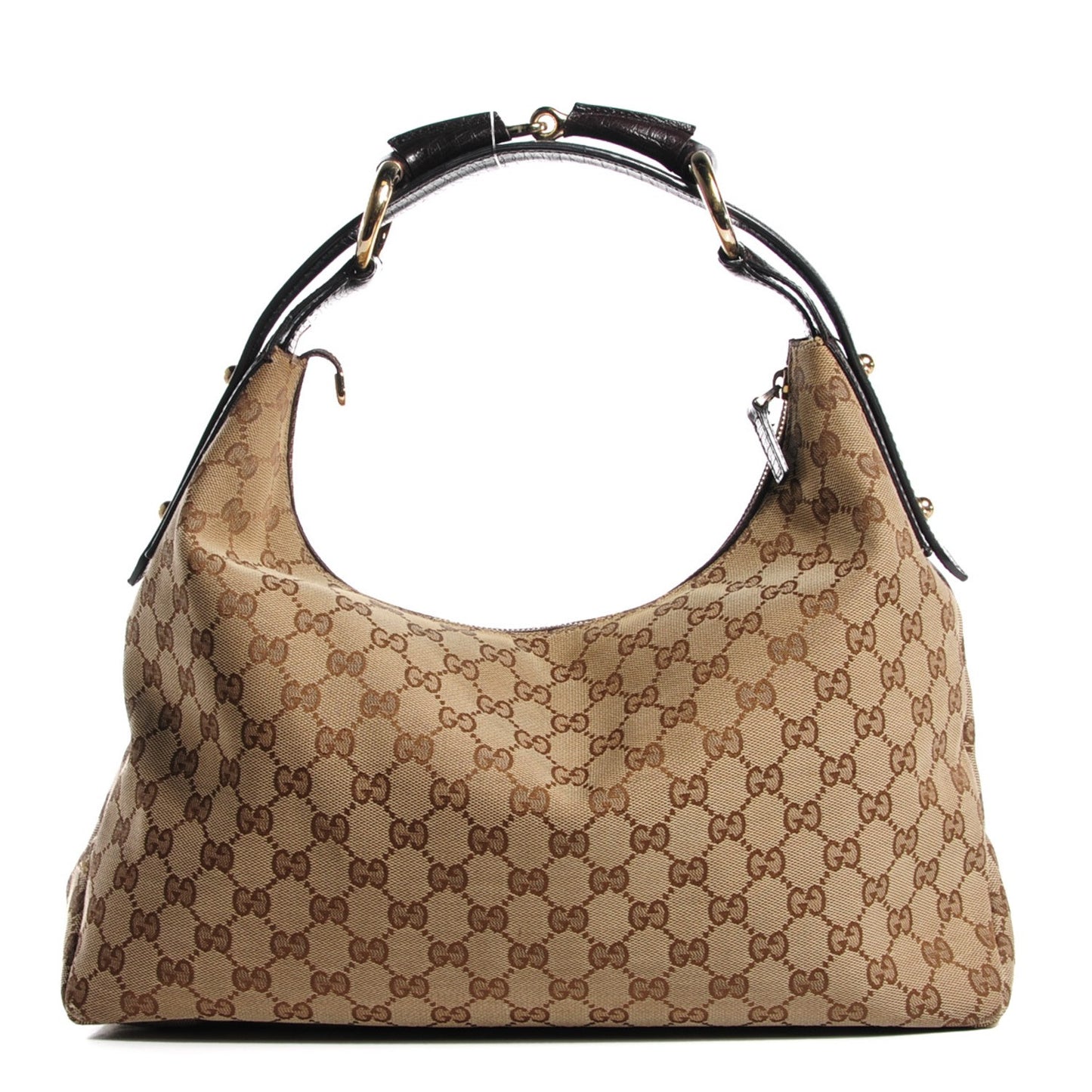 Monogram Medium Horsebit Chain Hobo Dark Brown