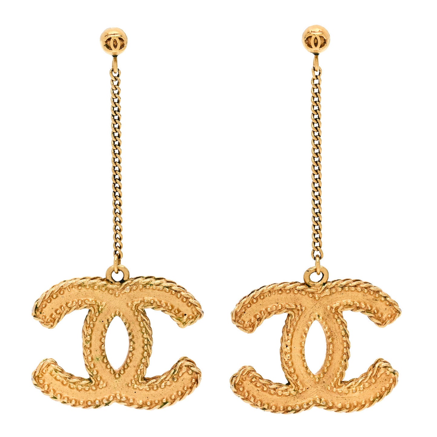 CC Drop Earrings Matte Gold