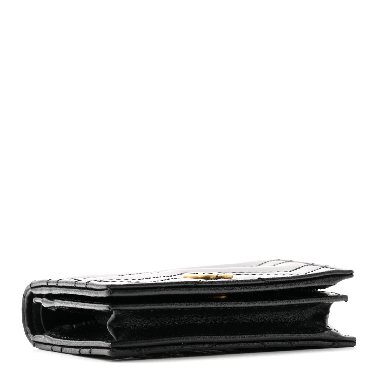 Calfskin Matelasse GG Marmont Card Case Wallet Black