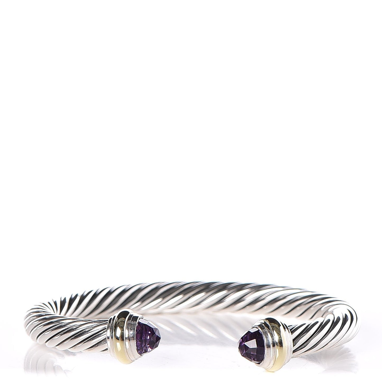 Sterling Silver 14K Yellow Gold Amethyst 7mm Cable Classics Bracelet