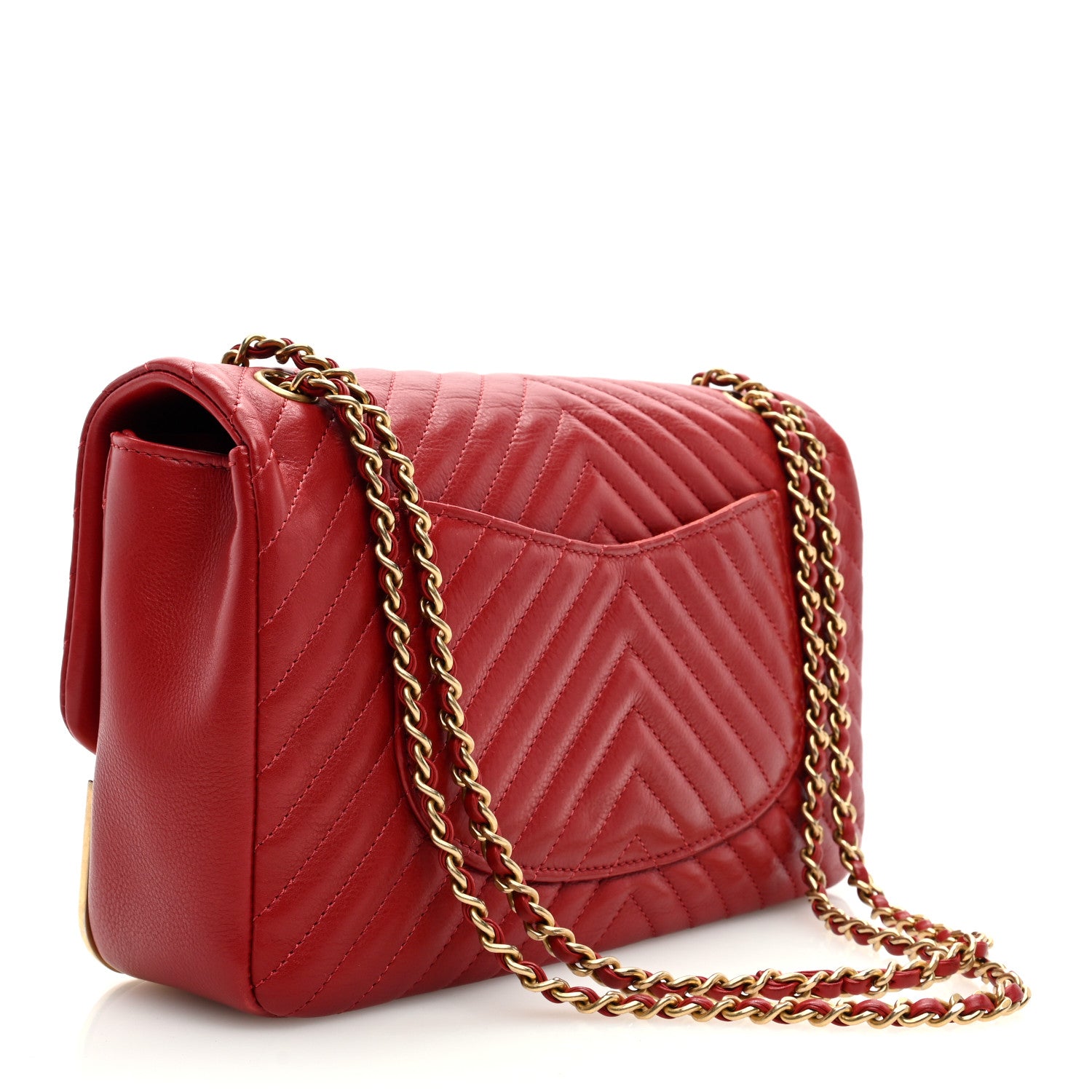 Chanel Calfskin Chevron Quilted Rock The Corner Flap Red 3 of 9