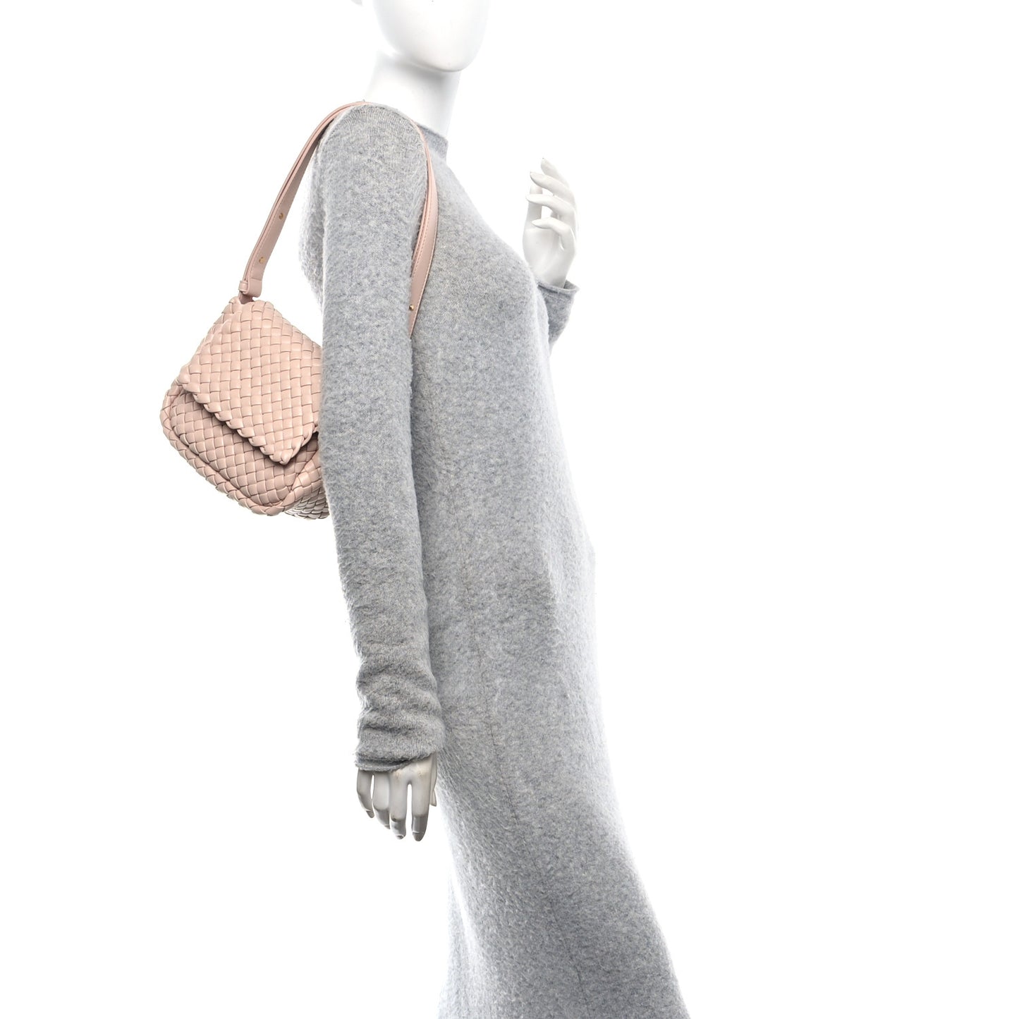 Nappa Intreccio Mini Cobble Shoulder Bag Lotus