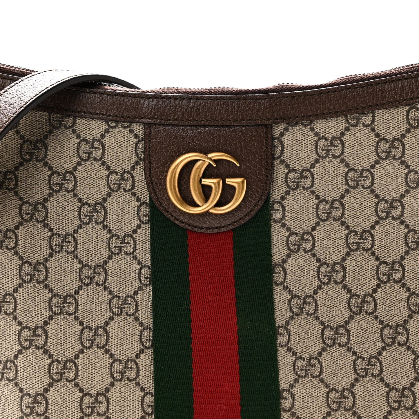 GG Supreme Monogram Web Small Ophidia Half Moon Hobo Brown