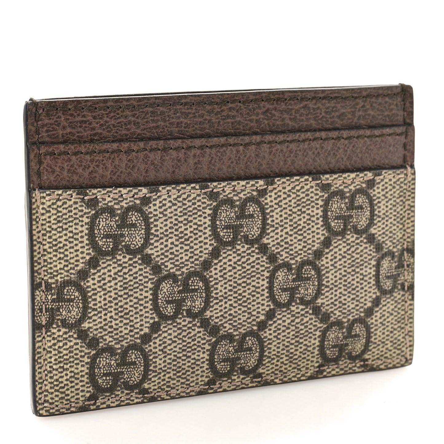 GG Supreme Monogram Textured Dollar Calfskin Ophidia Card Holder Beige Ebony New Acero
