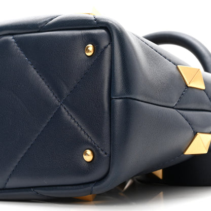 Valentino Garavani Nappa Small Roman Stud The Handle Bag Navy 9 of 9