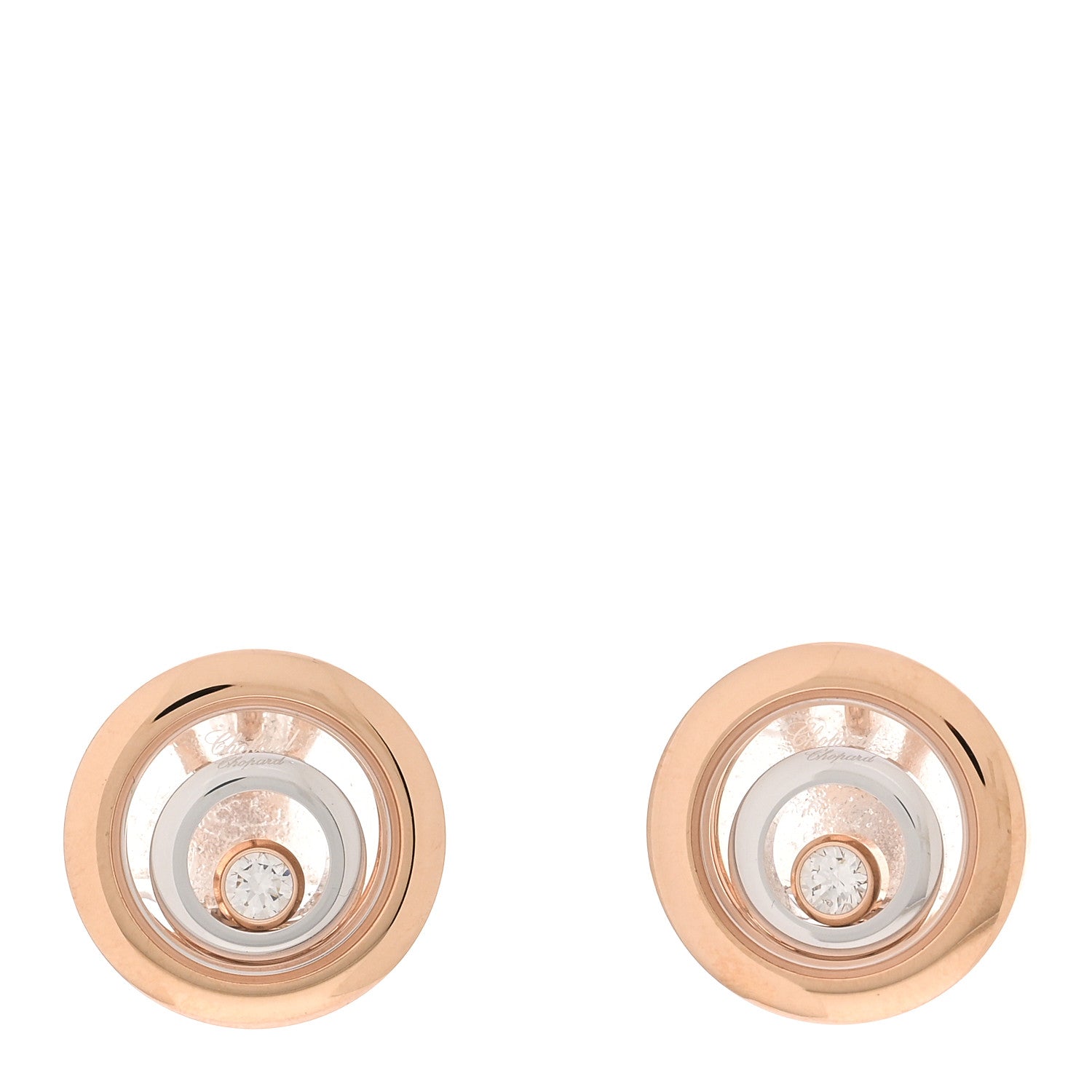 Chopard 18K Rose White Gold Diamond Happy Spirit Earrings 1 of 5