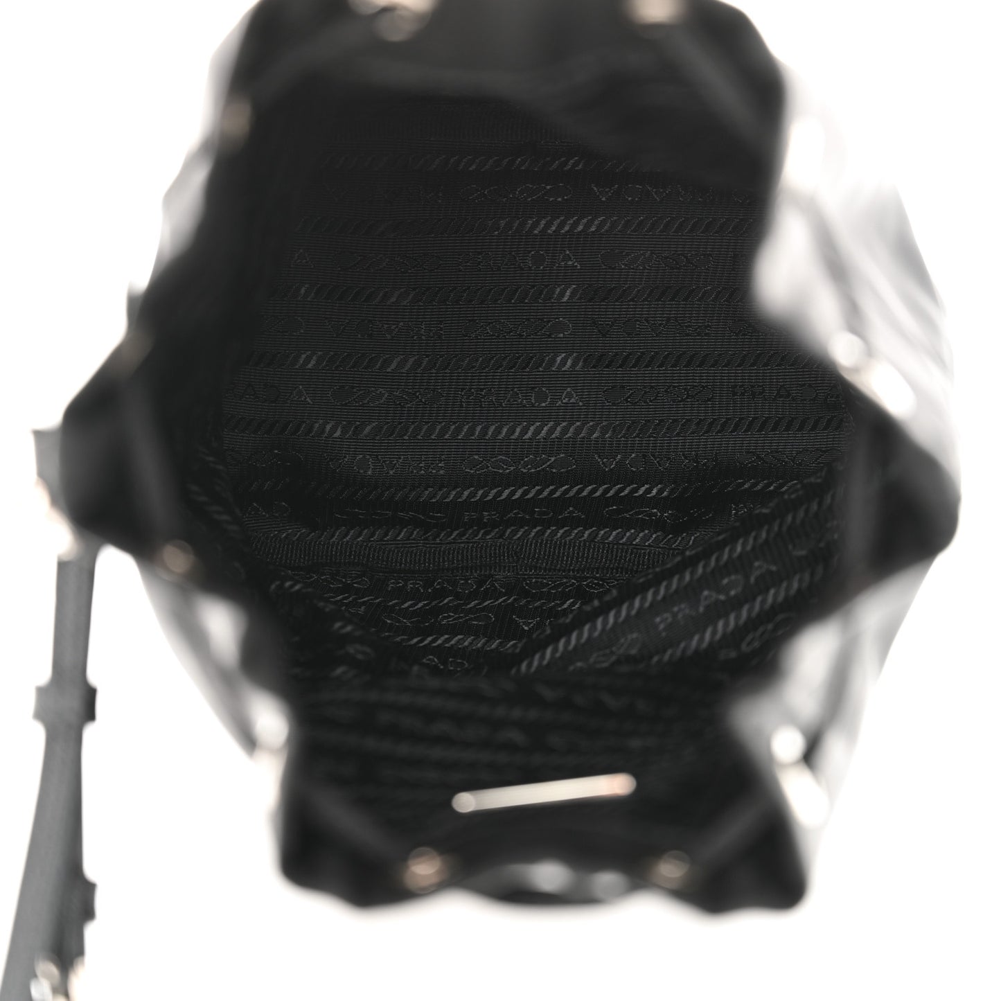 Saffiano Tessuto Nylon Vela Bucket Wristlet Black