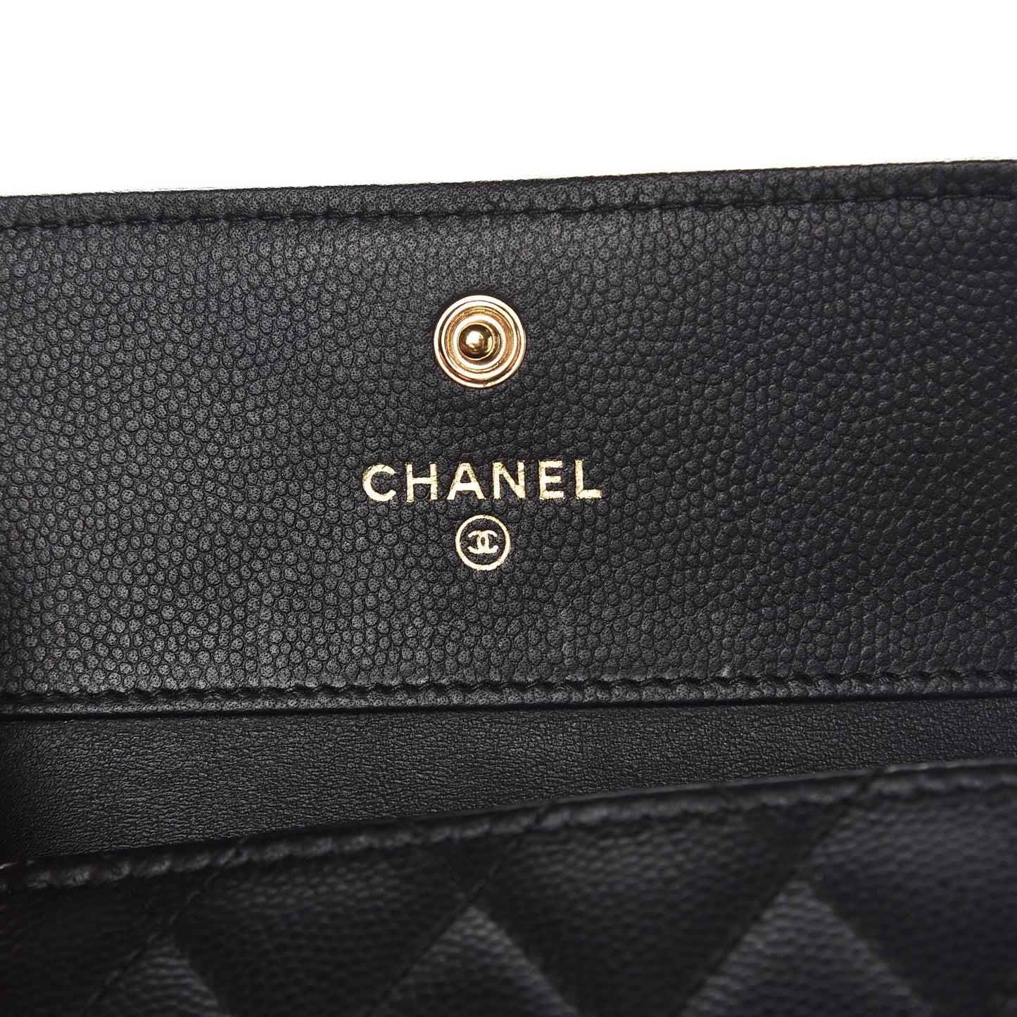 Caviar Quilted Compact Boy Wallet Black