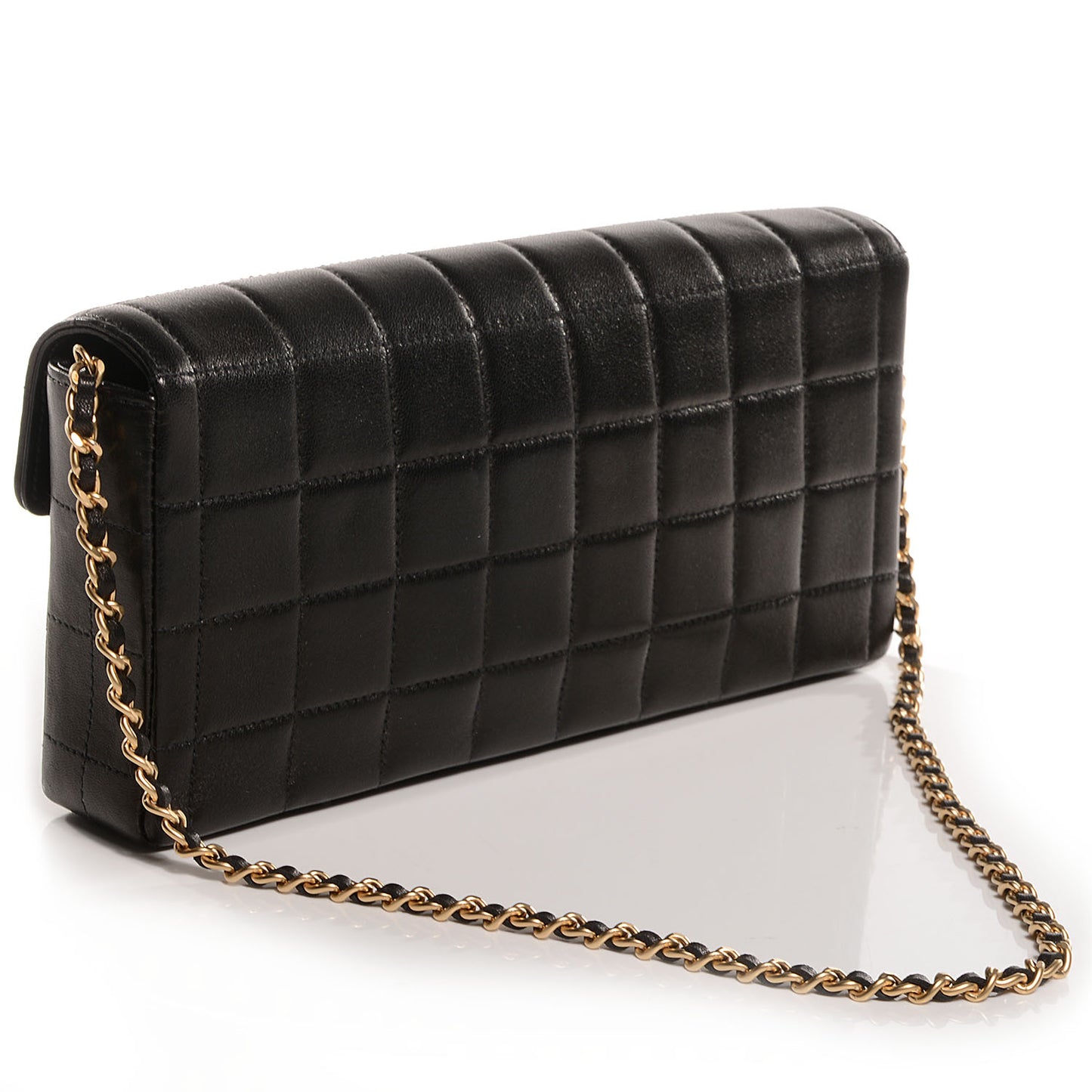 Lambskin East West Chocolate Bar Flap Black