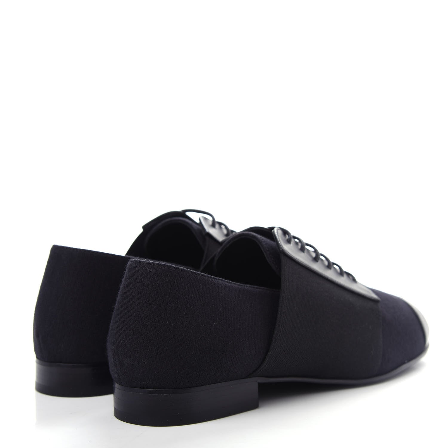 Chanel Calfskin Elastic Lace Up Cap Toe CC Loafers 36 Black 4 of 10