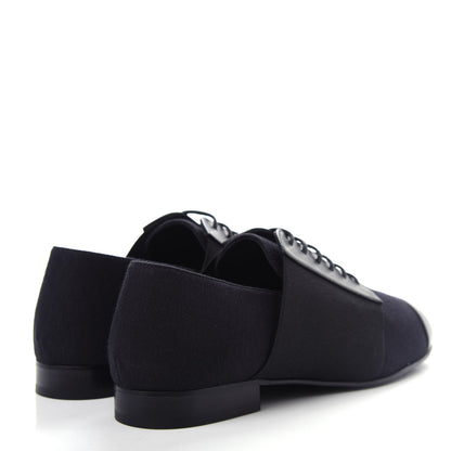 Chanel Calfskin Elastic Lace Up Cap Toe CC Loafers 36 Black 4 of 10