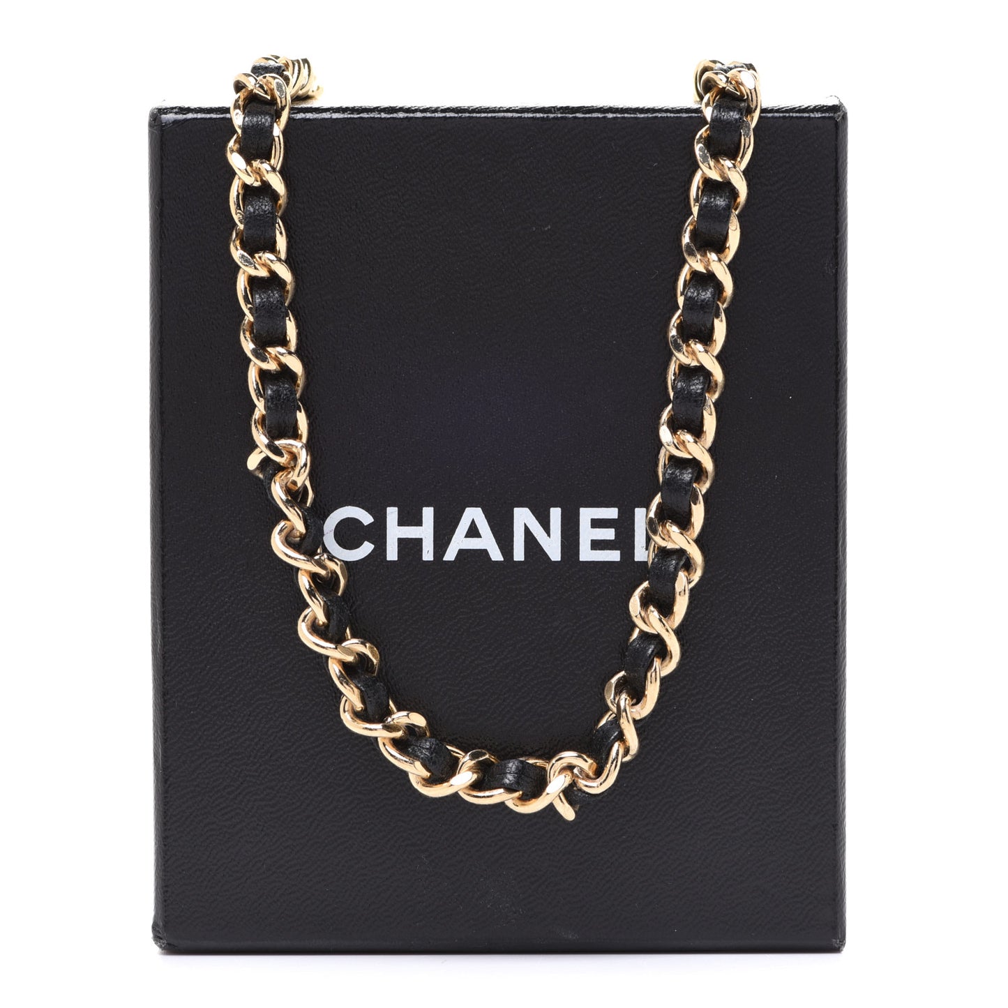 Lambskin Enamel CC Chain Belt Black Gold