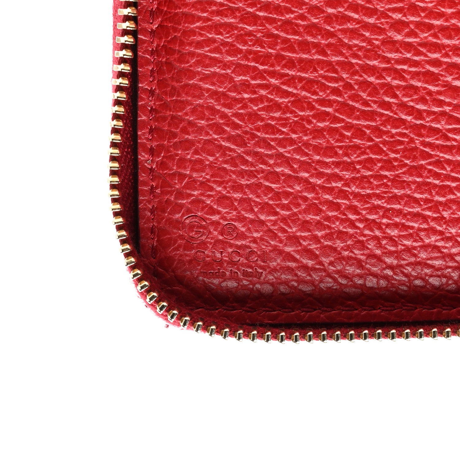 Gucci Monogram Dollar Calfskin Zip Around Compact Wallet Beige Ebony Rosso 6 of 14