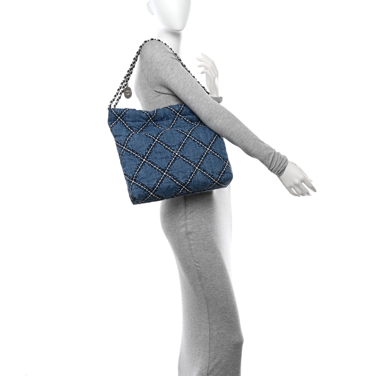 Chanel Denim Quilted Stitched Small Chanel 22 Blue 2 of 12
