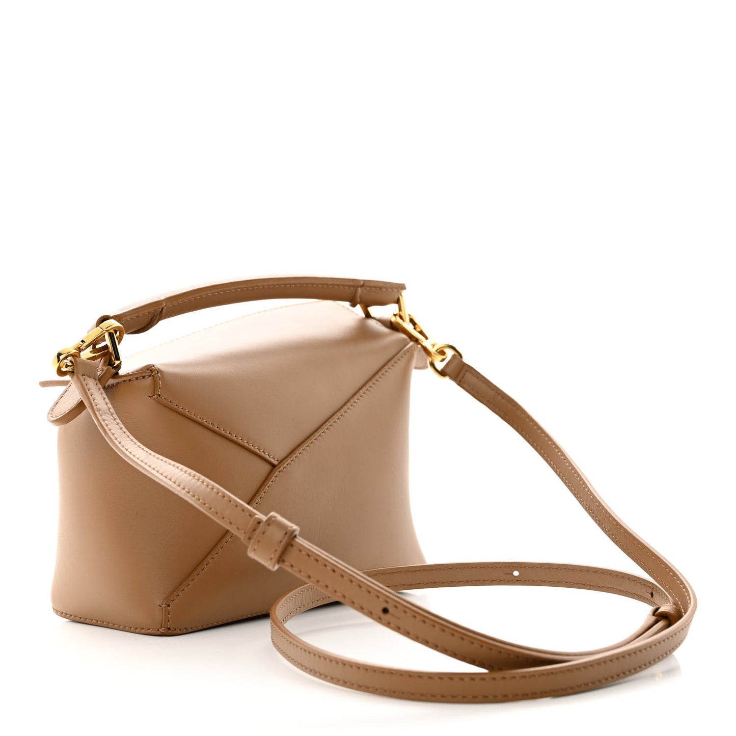 X SUNA FUJITA Satin Calfskin Mini Lemur Puzzle Edge Bag Brown