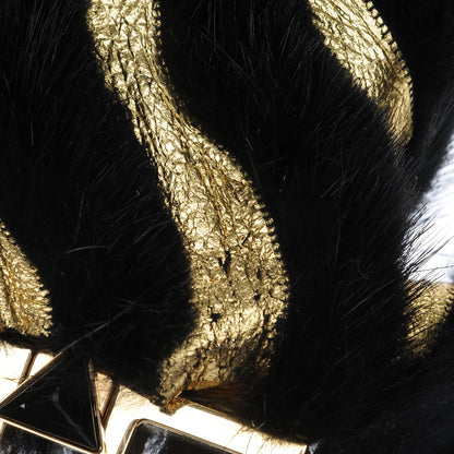 Fendi Metallic Calfskin Mink Fox Fur Hypnoteyes Witches USB Power Bank Bag Charm Black Gold 7 of 7