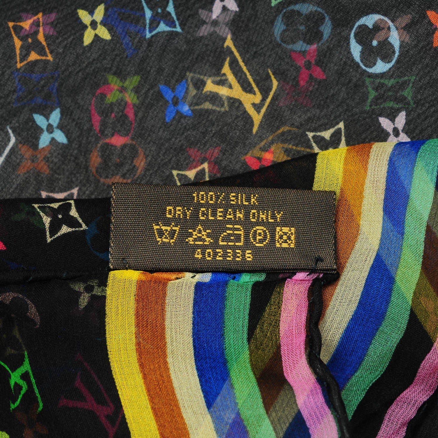 Louis Vuitton Silk Multicolor Scarf Black 7 of 7