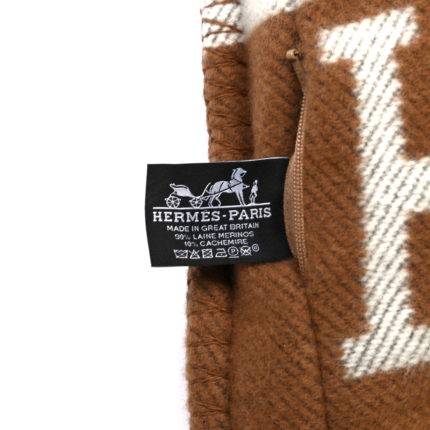 Hermes Wool Cashmere Avalon Pillow PM Ecru Camel 3 of 3