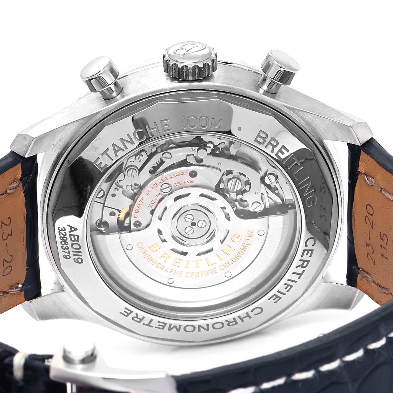 Breitling Stainless Steel Alligator 43mm Aviator 8 B01 Chronograph Automatic Watch Blue AB0119 4 of 5