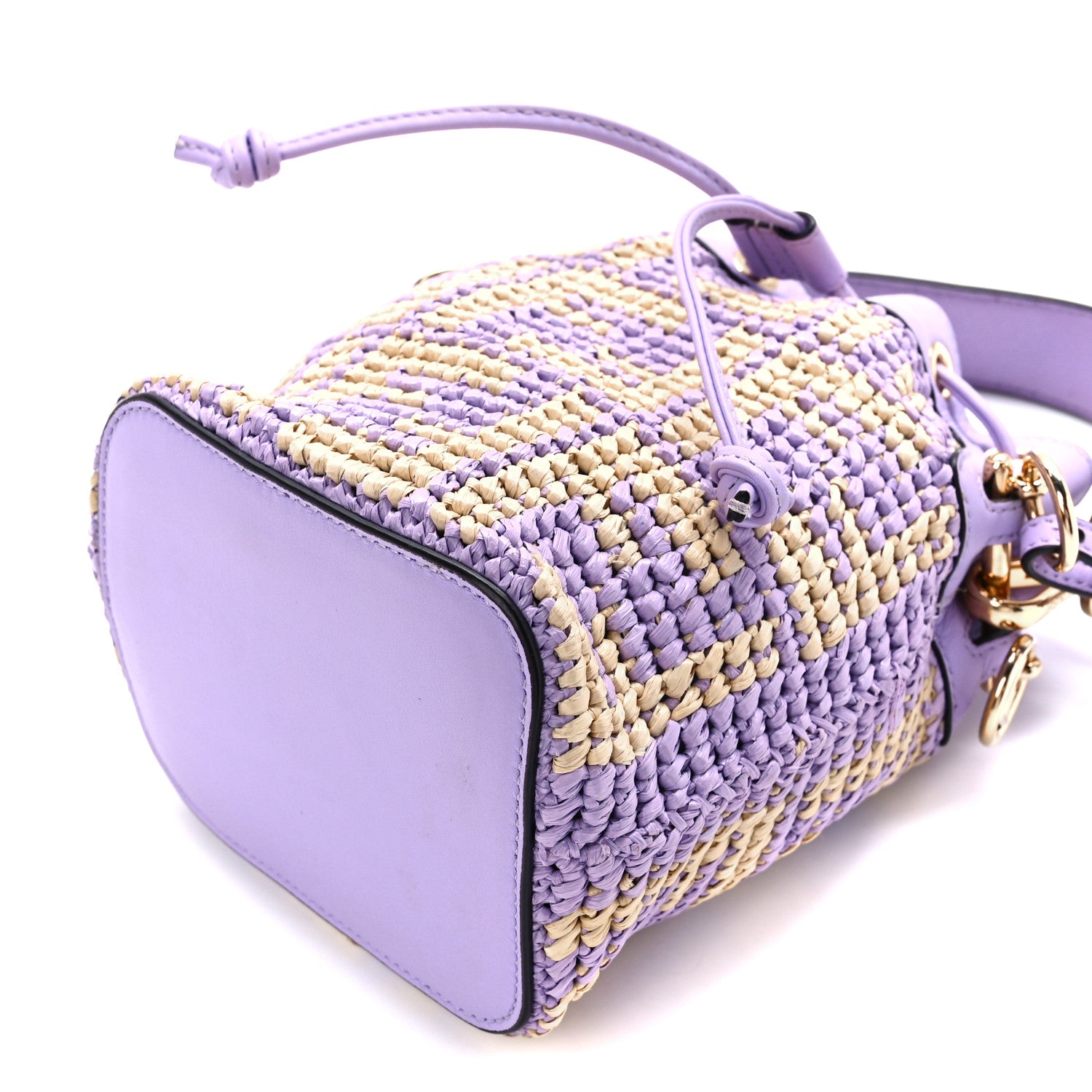 Fendi Raffia Vitello Seta F is Fendi FF Woven Mini Mon Tresor Bucket Bag Anemone Natural 12 of 12