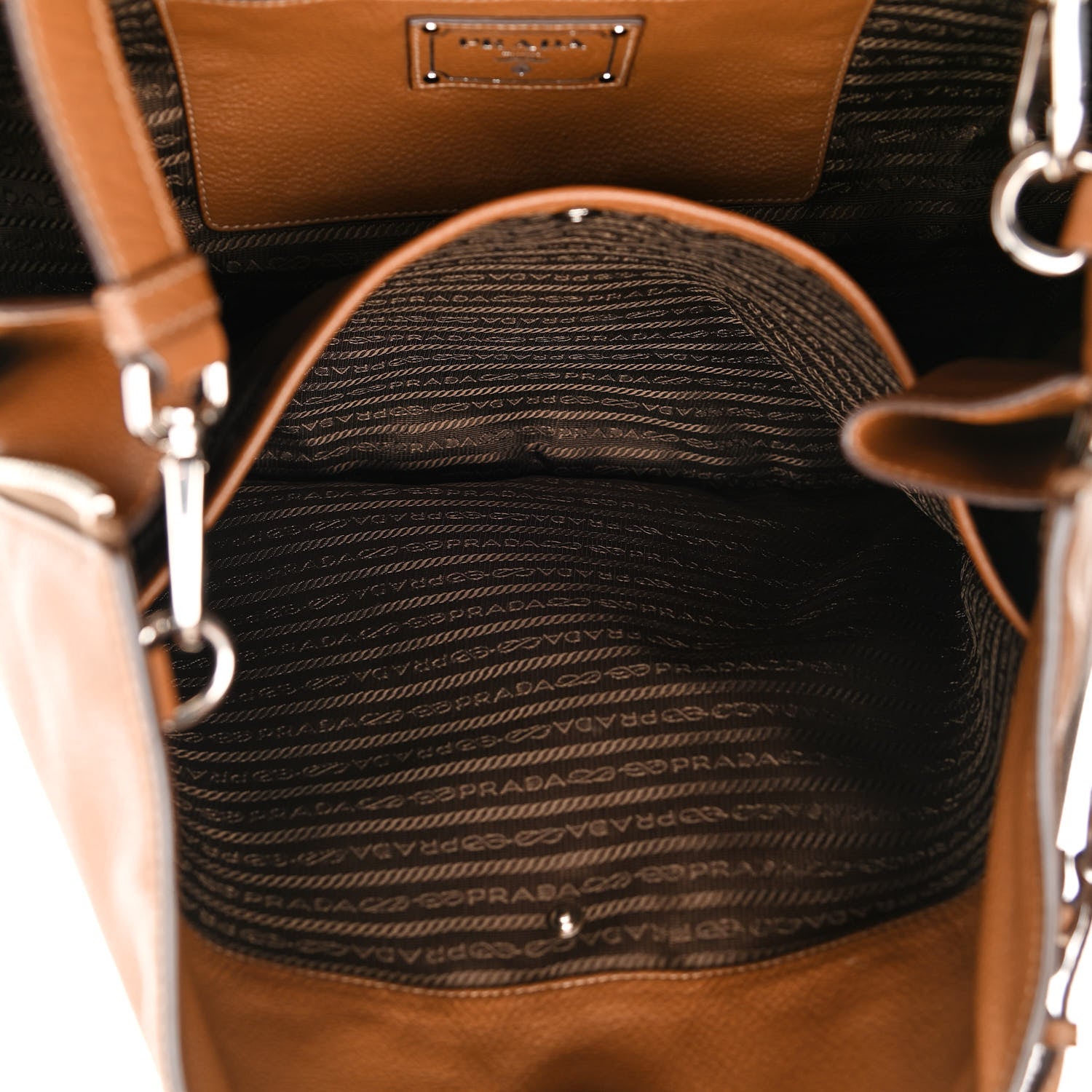 Prada Vitello Daino Side Zip Tote Brandy 6 of 12