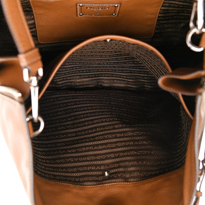 Prada Vitello Daino Side Zip Tote Brandy 6 of 12
