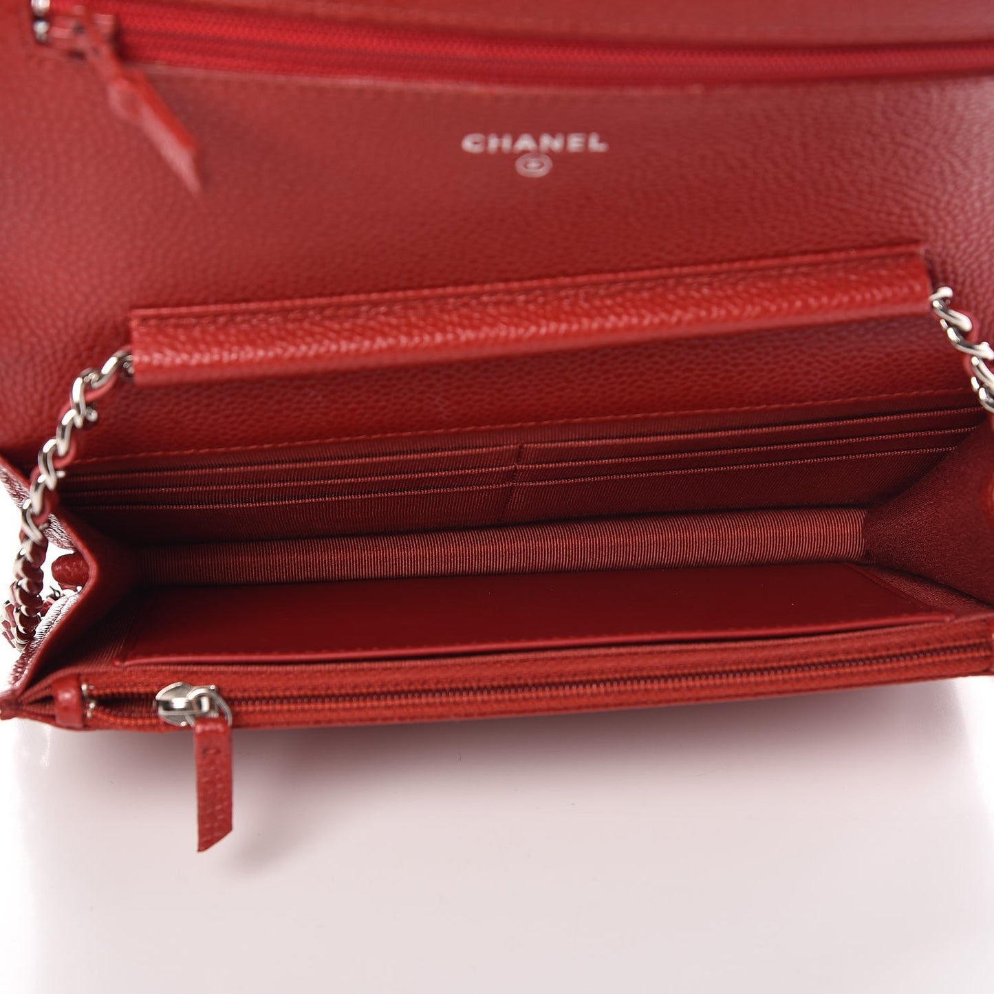 Caviar Quilted Wallet on Chain WOC Red