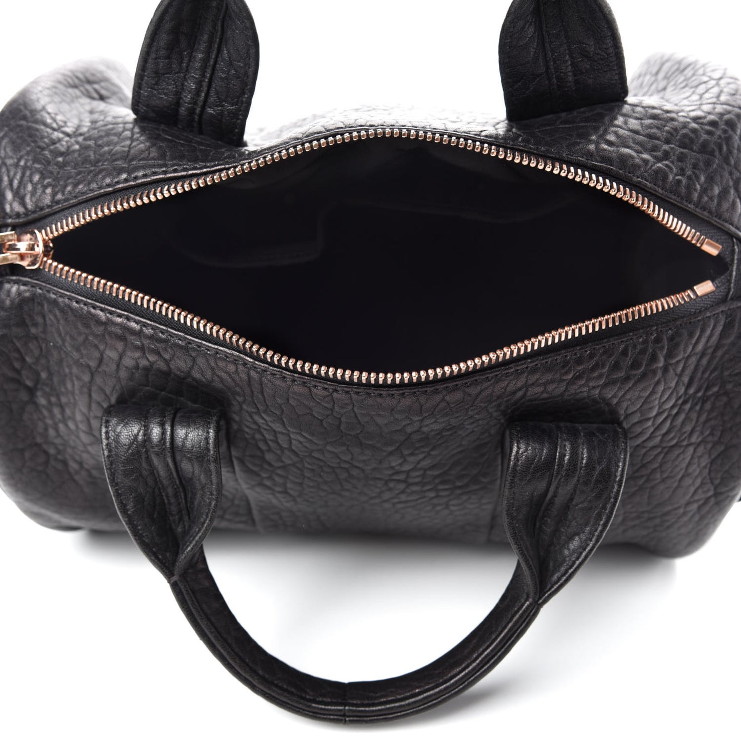 Pebbled Lambskin Rocco Black Rose Gold Hardware