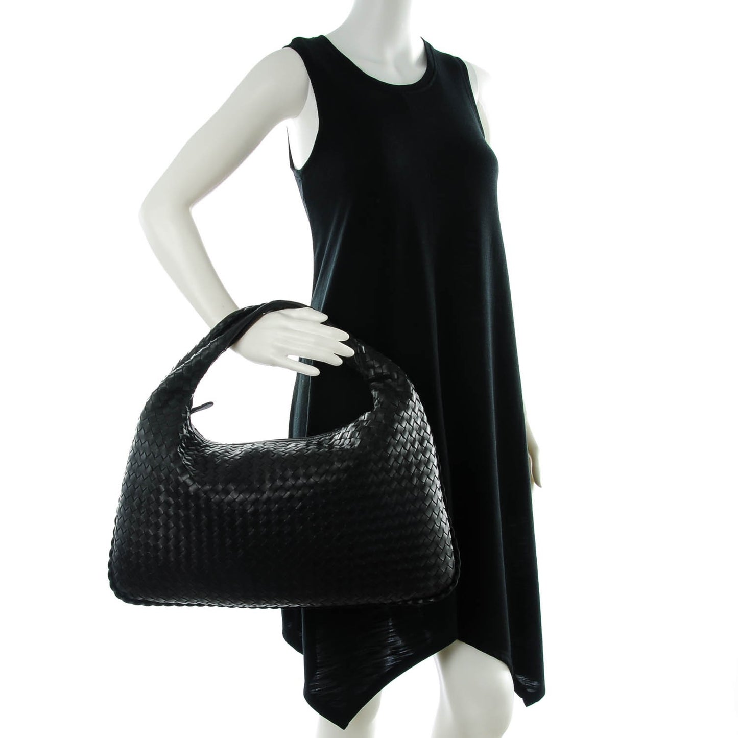 Nappa Intrecciato Medium Veneta Hobo Black