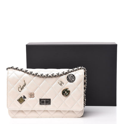 Chanel Metallic Calfskin Lucky Charms Casino 2.55 Reissue Wallet On Chain WOC Ivory 14 of 14