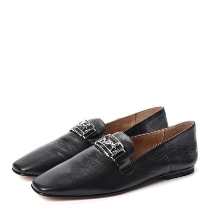 Hermes Goatskin Womens Time Loafers 36 Black 3 of 10