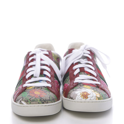 Gucci GG Supreme Monogram Flora Web Womens Ace Sneakers 38.5 Beige Multicolor Rosso 2 of 10