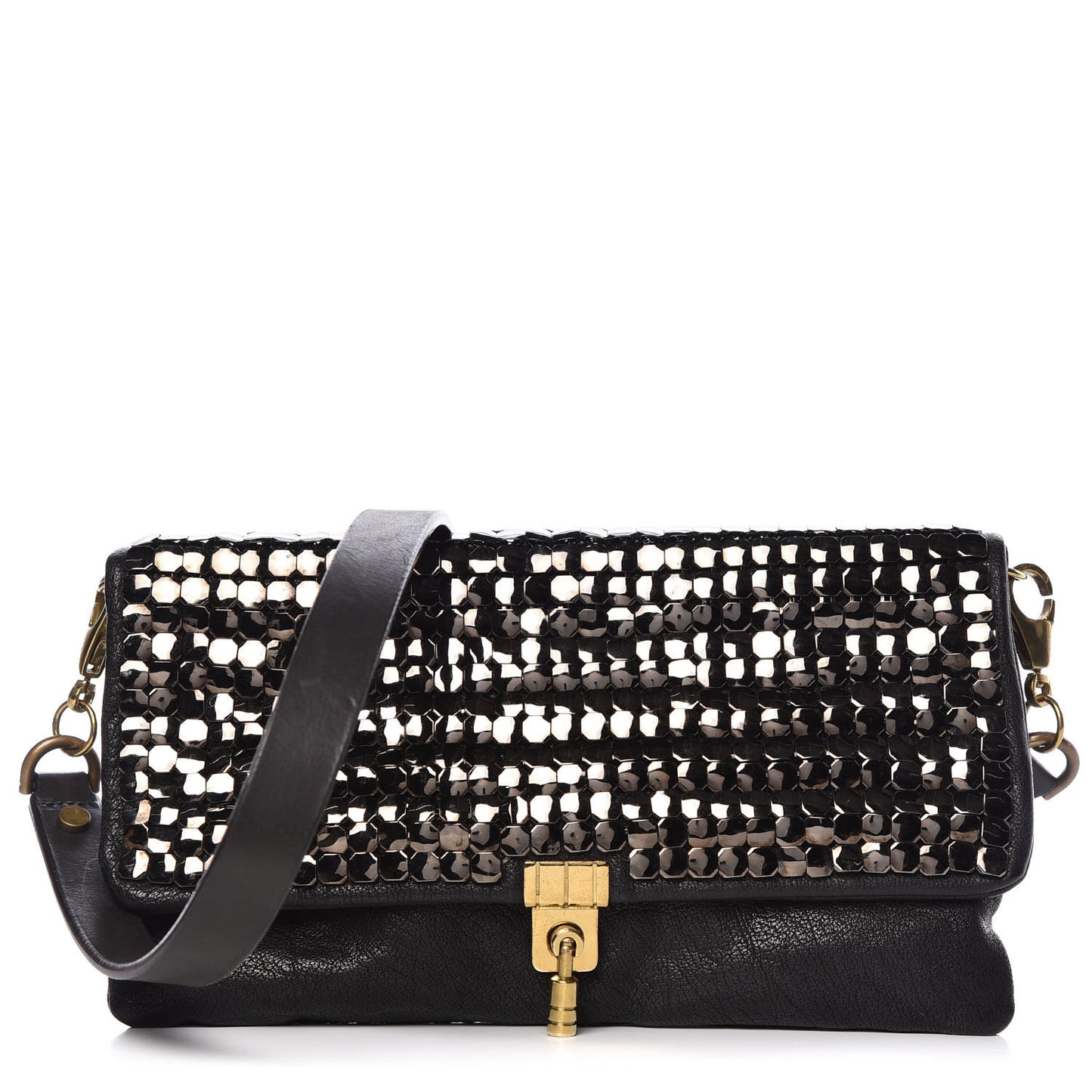 Calfskin Studded Shoulder Bag Black