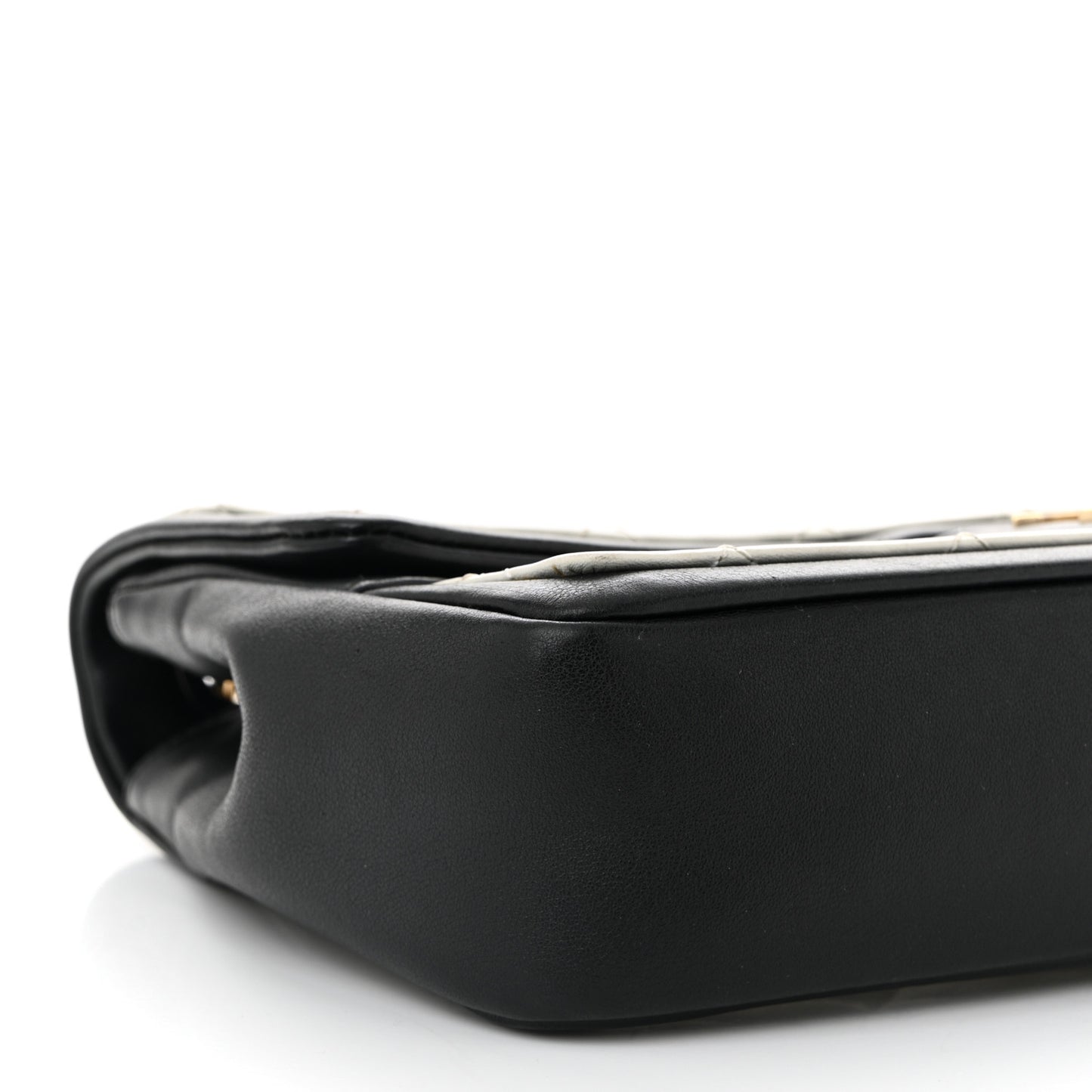 Calfskin Quilted Graphic Flap Bag Black White