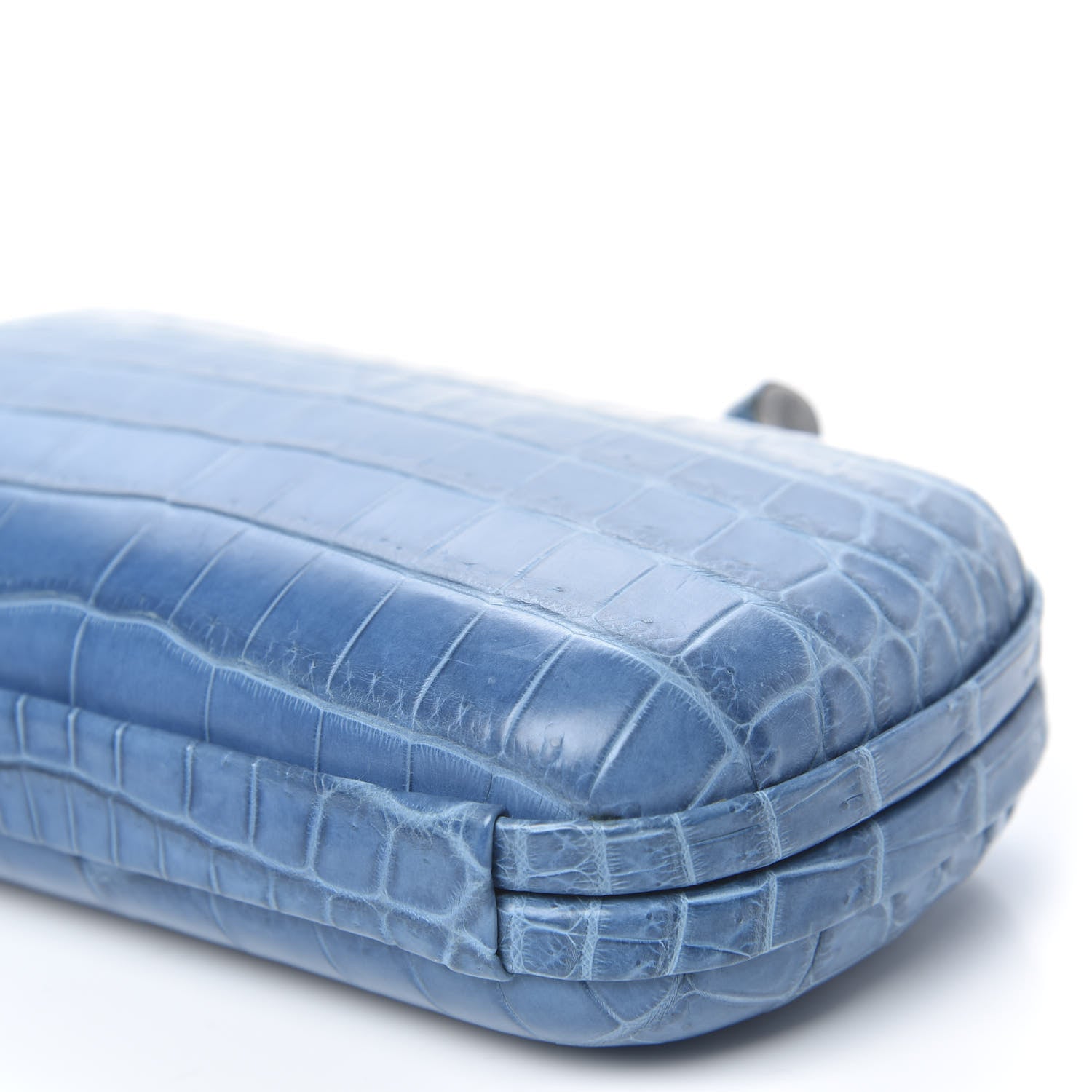 Bottega Veneta Crocodile Knot Clutch Blue 8 of 8