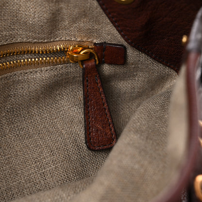 Miu Miu Buffalo Leather Studded Hobo Brown 11 of 15