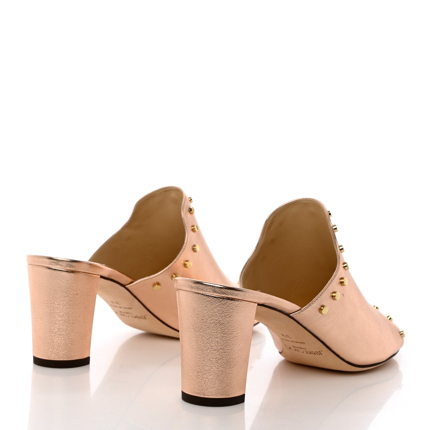 Washed Metallic Nappa Studded Myla 65 Mules 39 Tea Rose Gold