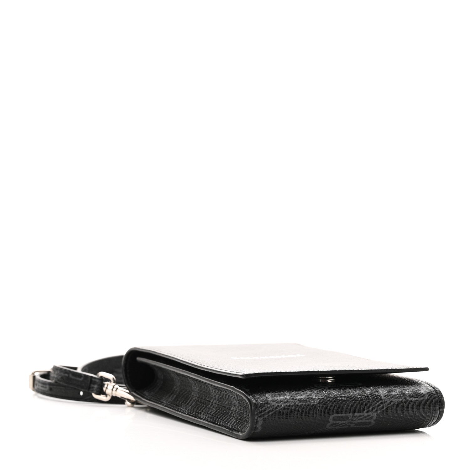 Balenciaga Coated Canvas BB Monogram Signature Phone Holder Bag Black Grey 4 of 10