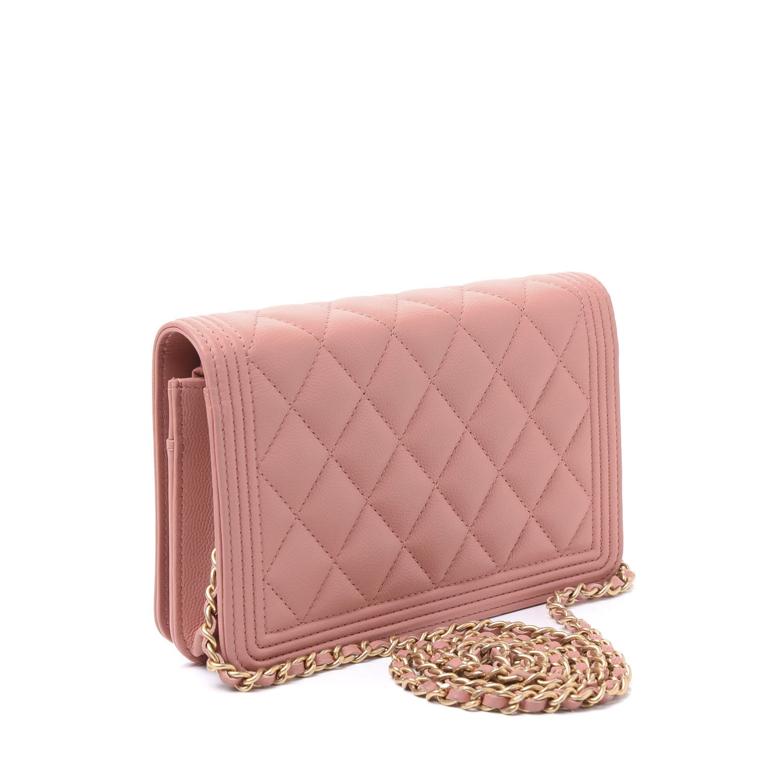 Chanel Caviar Quilted Boy Wallet On Chain WOC Light Pink 2 of 11